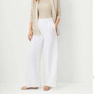 New Ann Taylor White Linen Wide Leg Pants